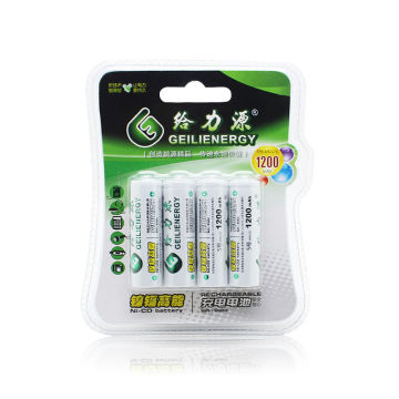 Geilienergy Ni-cd Alta Qualidade AA 1200mah Rechargeble Bateria Made in China